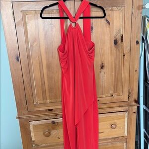 Elegant Red Halter Dress